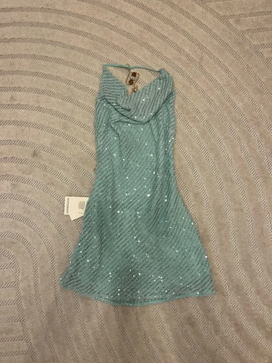 Peppermayo Mint Sequin Halter Backless Mini Dress - Picture 3 of 4